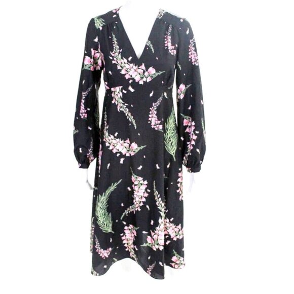 Soon Maternity  Black Pink Floral Midi Dress M - Picture 1 of 7